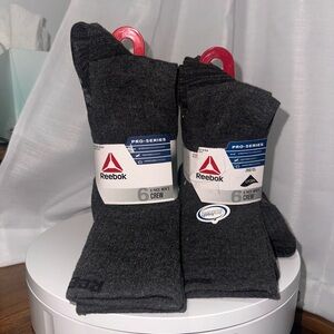 NWT-Reebok Men's Charcoal Crew Socks-2 packages -12 socks